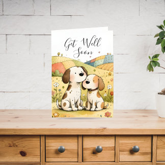 Cute Get Well Soon Dogs Card Helgkort