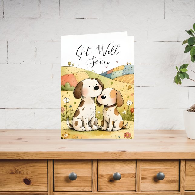 Cute Get Well Soon Dogs Card Helgkort (Skapare uppladdad)