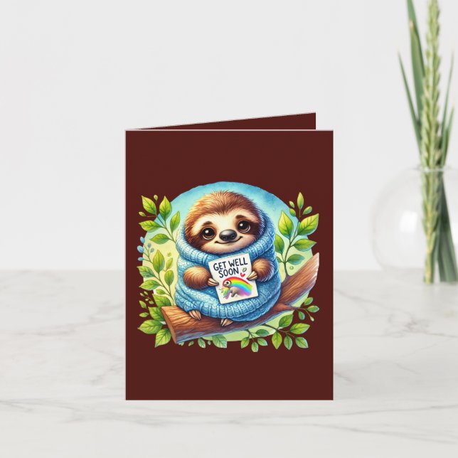 Cute get well soon sloth kort (Framsida)