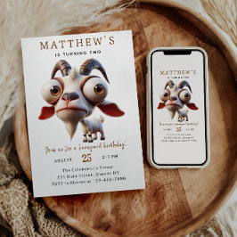 Cute Geten Boskap 2:a födelsedagen Party Inbjudningar