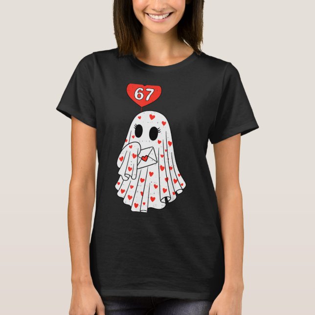 Cute Ghost 6 7 Six Seven Meme Valentines Day Men W T Shirt (Framsida)
