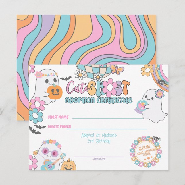 Cute Ghost Adoption Certificate Vykort (Fram/baksida)