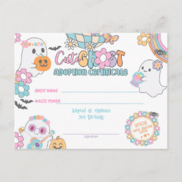 Cute Ghost Adoption Certificate Vykort
