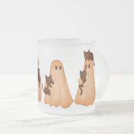 Cute Ghost and Black Cat Halloween Mug Frostad Glasmugg