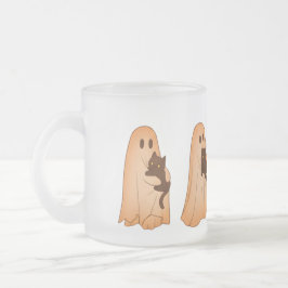 Cute Ghost and Black Cat Halloween Mug Frostad Glasmugg