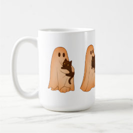 Cute Ghost and Black Cat Halloween Mug Kaffemugg