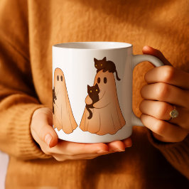 Cute Ghost and Black Cat Halloween Mug Kaffemugg