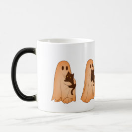Cute Ghost and Black Cat Halloween Mug Magisk Mugg