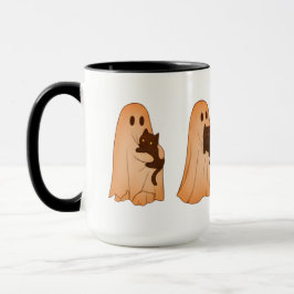 Cute Ghost and Black Cat Halloween Mug Mugg