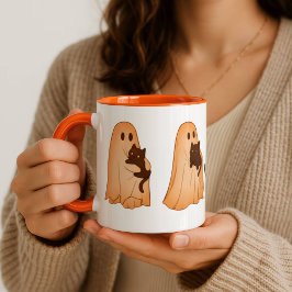 Cute Ghost and Black Cat Halloween Mug Mugg