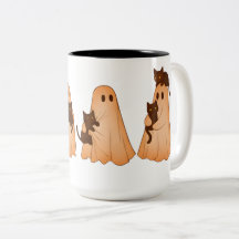 Cute Ghost and Black Cat Halloween Mug