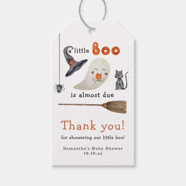 Cute Ghost Baby Shower Tack Presentetikett (Framsidan)