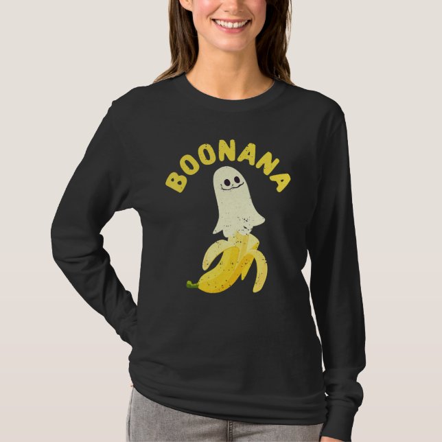 Cute Ghost Banana Halloween Costume Spooky Scary B T Shirt (Framsida)