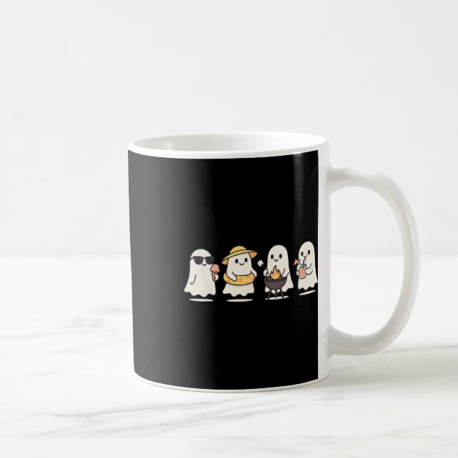 Cute Ghost Beach Vacation Summer Halloween Bbq Ice Kaffemugg (Höger)