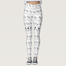 Cute Ghost Black Cat Halloween Leggings