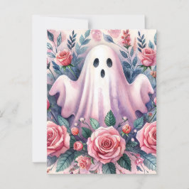 Cute Ghost bland Rosa ros Vykort