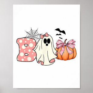 Cute Ghost Blommigt Boo Halloween Boy Ghost Spo Poster