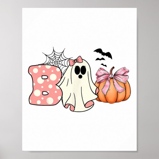 Cute Ghost Blommigt Boo Halloween Boy Ghost Spo Poster (Framsidan)