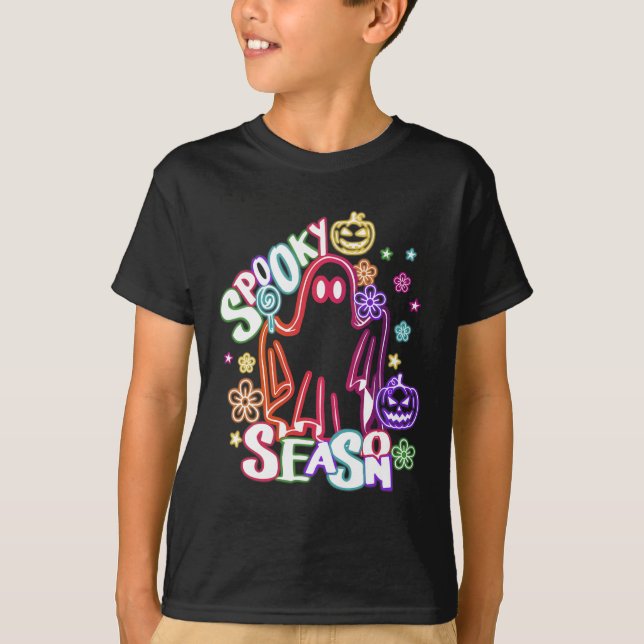 Cute Ghost Blommigt Coquette Halloween Pumpkin Spo T Shirt (Framsida)