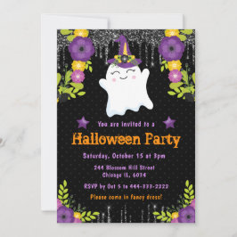 Cute Ghost Blommigt Halloween fest Inbjudningar