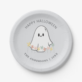 Cute Ghost Blommigt Halloween Grått