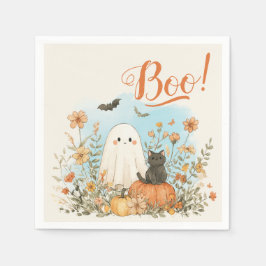 Cute Ghost Blommigt Halloween Pappersservett