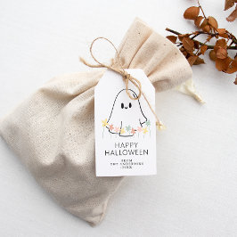 Cute Ghost Blommigt Halloween Presentetikett