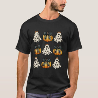 Cute Ghost Blommigt Rosa Coquette Bows Pumpkins Ha T Shirt