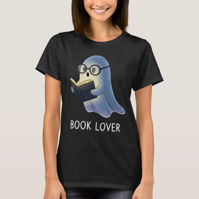Cute Ghost Bok Älskare T-Shirt | Funny Nerdy Bookw (Framsida)