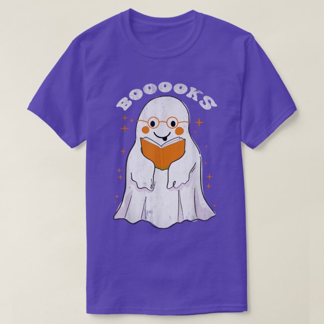 Cute Ghost Bok Boooks Halloween Reading Teacher T Shirt (Design framsida)