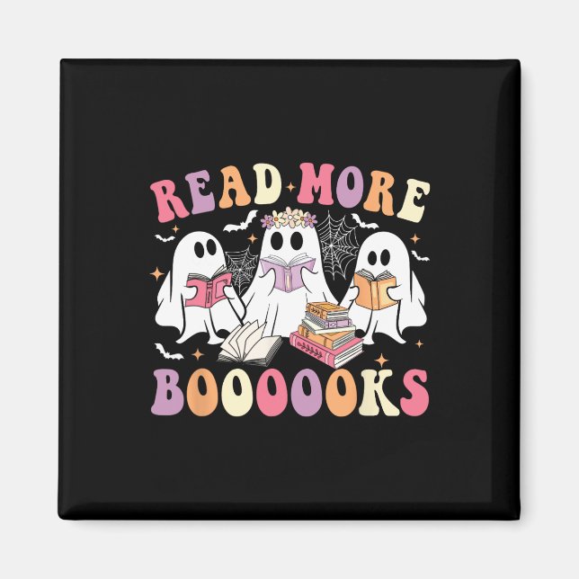Cute Ghost Bok läser mer Bokar Funny Teacher Hal Magnet (Framsidan)