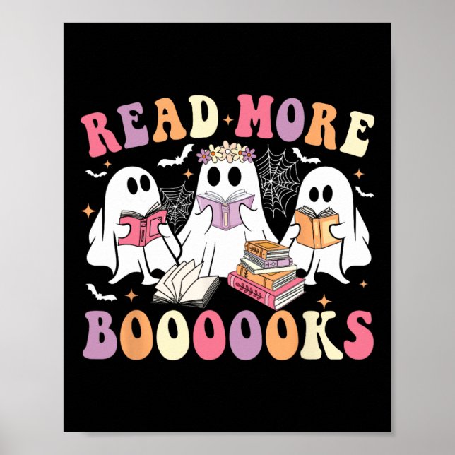 Cute Ghost Bok läser mer Bokar Funny Teacher Hal Poster (Framsidan)