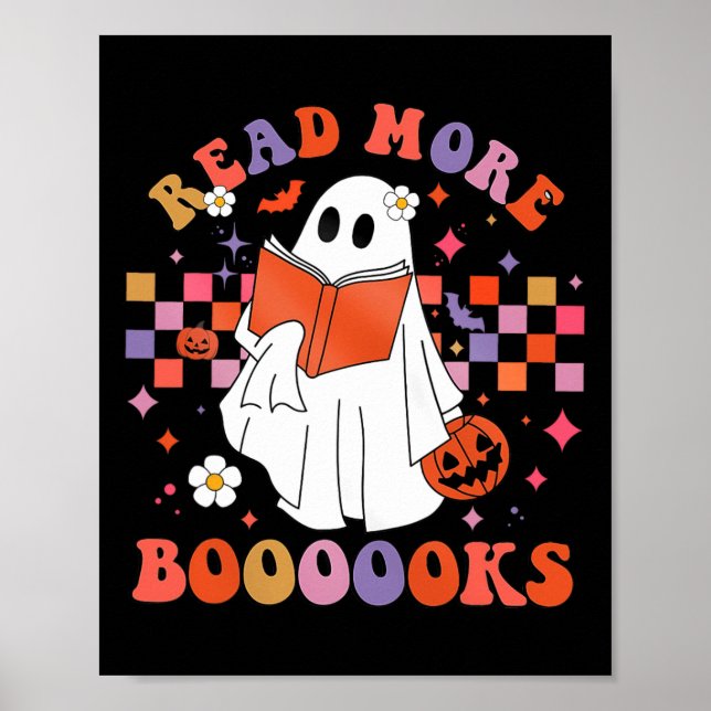 Cute Ghost Bok läser mer Bokar Funny Teacher Hal Poster (Framsidan)