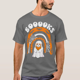 Cute Ghost Bok Rainbow Reading Top Teacher Boook T Shirt