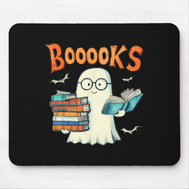 Cute Ghost Bok Reading Boooks Halloween Teacher Musmatta (Framsidan)