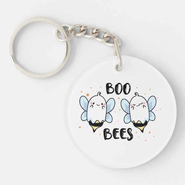 Cute Ghost Boo Bees - Funny Halloween på vitt (Framsidan)