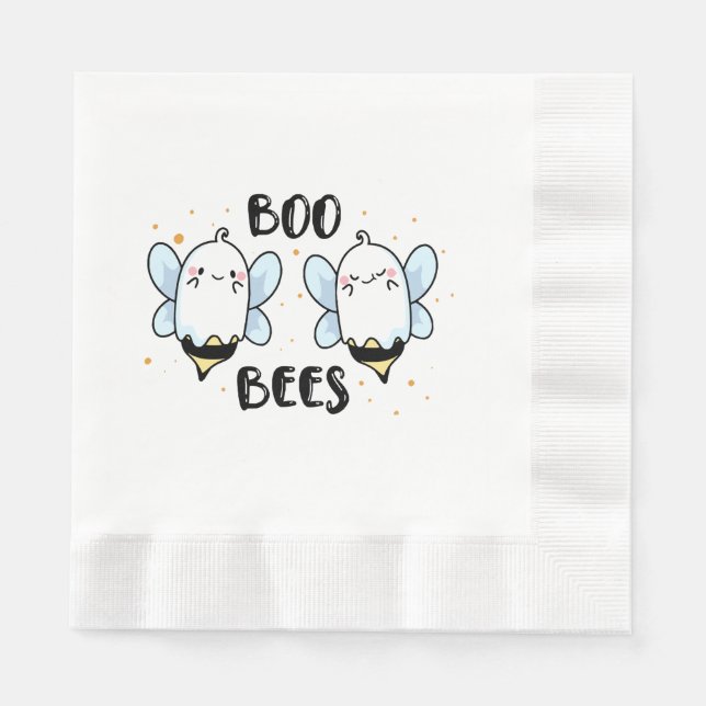 Cute Ghost Boo Bees - Funny Halloween på vitt Pappersservett (Framsidan)