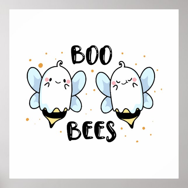 Cute Ghost Boo Bees - Funny Halloween på vitt Poster (Framsidan)