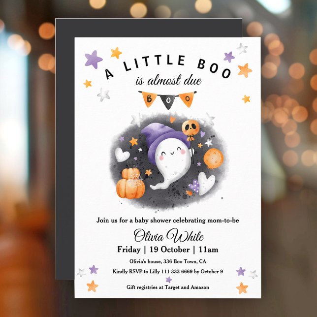 Cute Ghost Boo Halloween Baby Shower-inbjudan Inbjudningar (Cute Ghost Boo Halloween Baby Shower Invitation)
