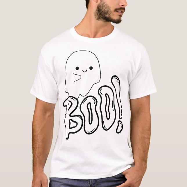 Cute Ghost BOO! Halloween Fun T Shirt (Framsida)