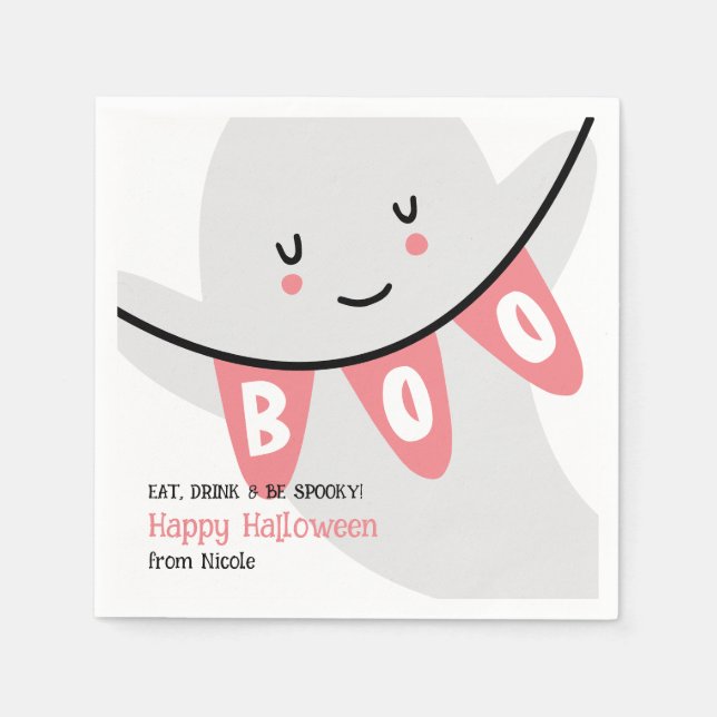 CUTE GHOST BOO HALLOWEEN KIDS TREAT PAPPERSSERVETT (Framsidan)