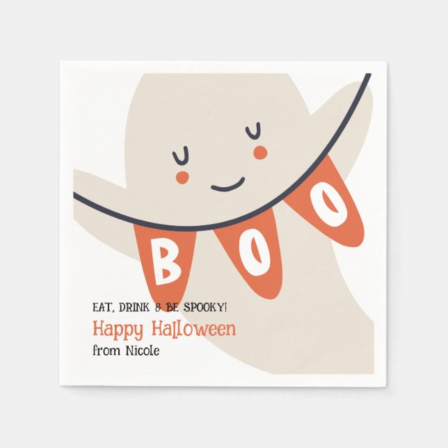 CUTE GHOST BOO HALLOWEEN KIDS TREAT PAPPERSSERVETT (Framsidan)
