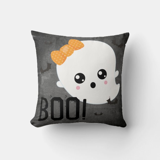 Cute Ghost Boo Halloween Kudde (Framsida)