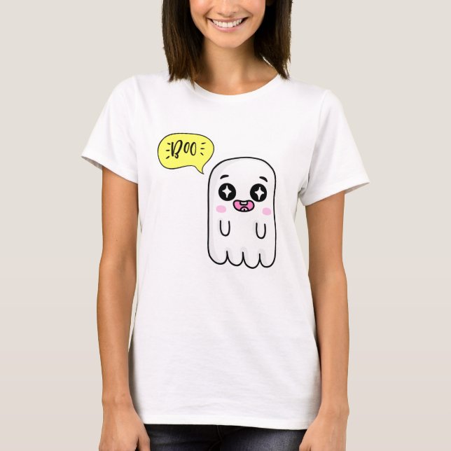 Cute Ghost Boo T-Shirt (Framsida)