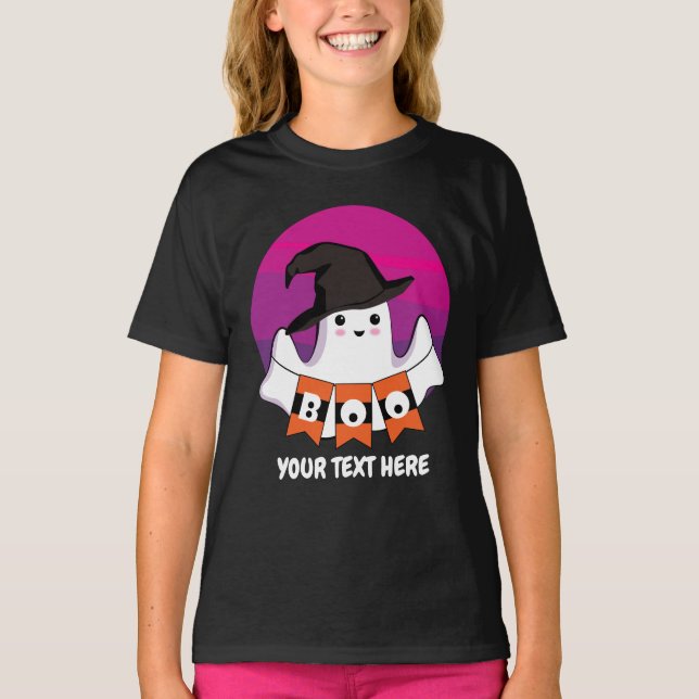 Cute Ghost Boo T-Shirt (Framsida)