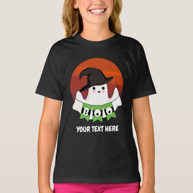 Cute Ghost Boo T-Shirt (Framsida)