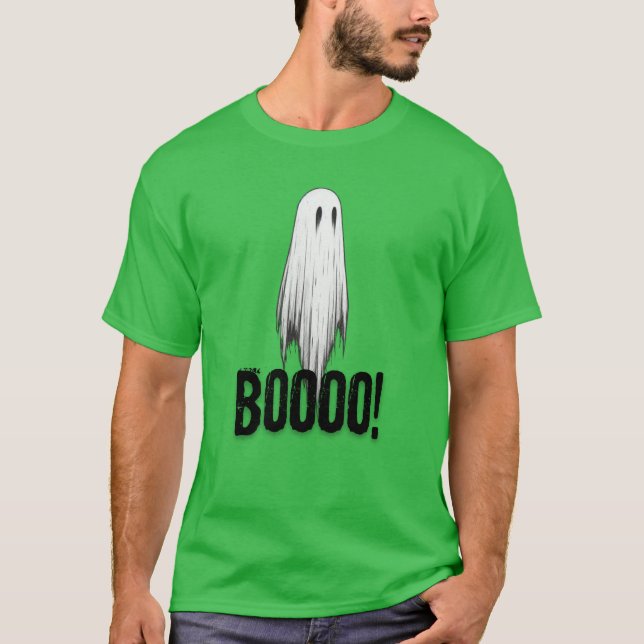 Cute Ghost "Booo!" Halloween T Shirt (Framsida)