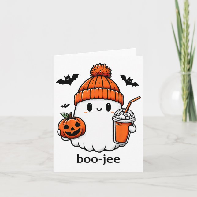 Cute Ghost Bougie Ghost Boo-jee Halloween Kort (Framsida)