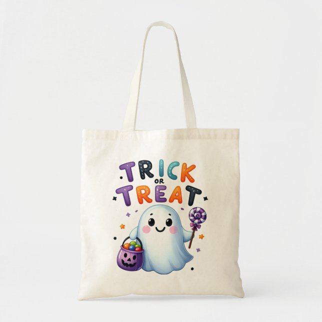 Cute Ghost Bus eller godis Bag Tygkasse (Framsidan)
