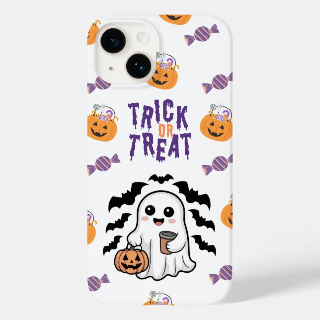 Cute Ghost Bus eller godis Halloween iphone case (Baksida)